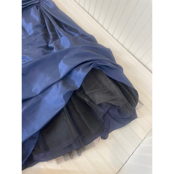 NWT DAVID’S BRIDAL Womens Blue Sleeveless Mock 2 Pc Taffeta Full Length Gown 10 - Picture 6 of 7